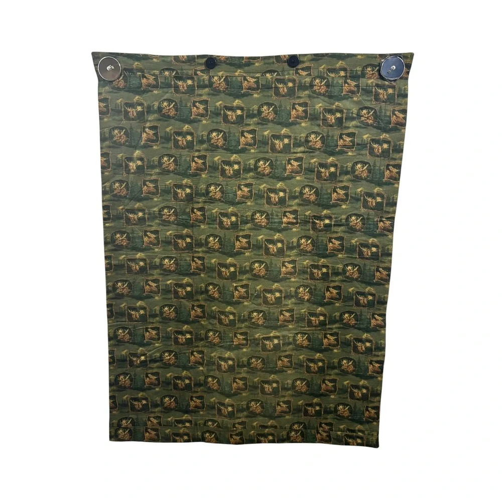 Rustic Wilderness Quilted Wall Hanging Lake Cabin Lodge Scene Moose Print 34x44